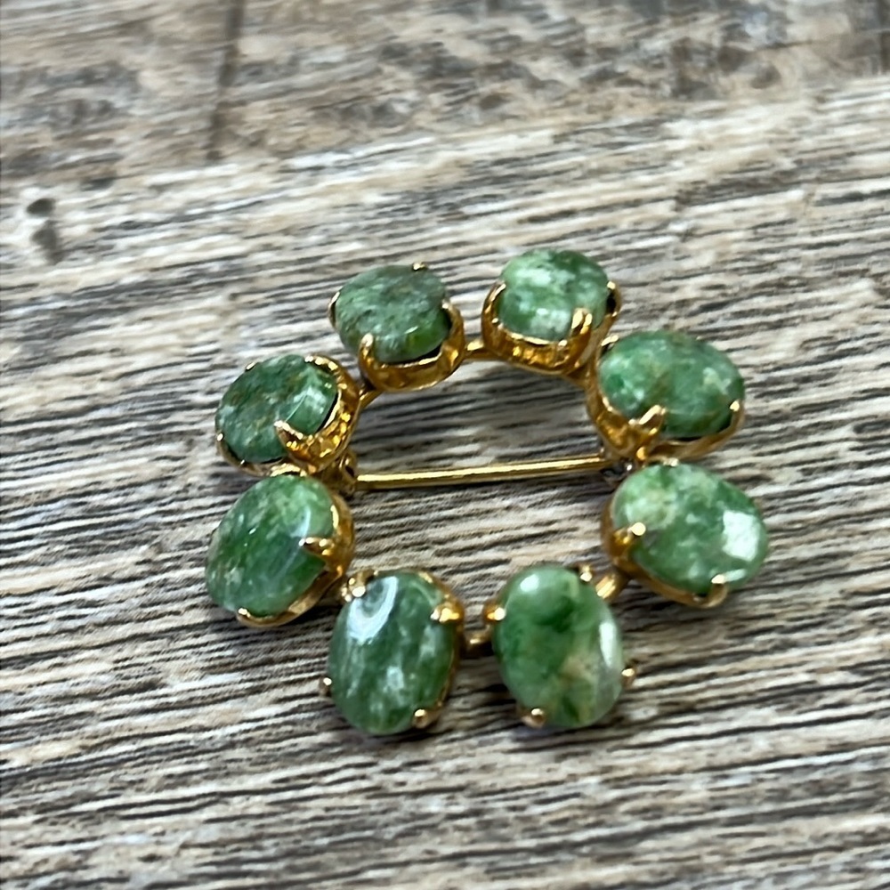 Vintage 1/20 12K Gold-filled Connemara Stone Brooch